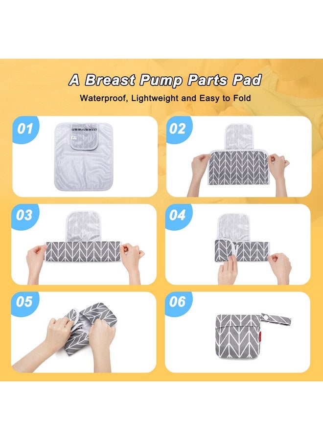 داميرو حقيبة أجزاء مضخة الثدي Damero، حقيبة أجزاء مضخة الثدي الجافة والرطبة، حقيبة ضخ مع حصيرة مقاومة للماء وحقيبة شبكية، سهم رمادي - Image 4