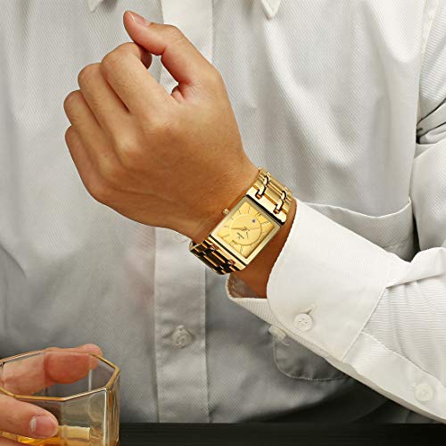 WWOOR Square Watches for Men Stainless Steel Mens Square Watch with Date Original Waterproof Analog Quartz Fashion Business Casual Wristwatch - Image 4