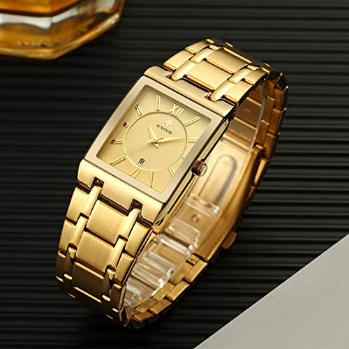WWOOR Square Watches for Men Stainless Steel Mens Square Watch with Date Original Waterproof Analog Quartz Fashion Business Casual Wristwatch - Image 5