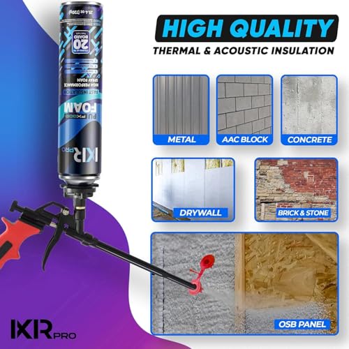 ixirpro Spray Foam Insulation Kit (12 PK Kit-25.4oz) Expanding Sealant, Closed Cell Spray Foam Heat Acoustic Insulation, High Density, Cleaner, Gun - Image 5