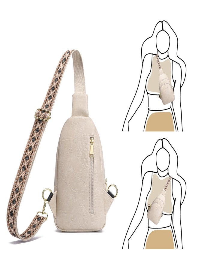 INICAT Crossbody Sling Bags Travel Cross Body Purses Faux Leather Fanny Packs Chest Bag for Women(Apricot Light) - Image 5