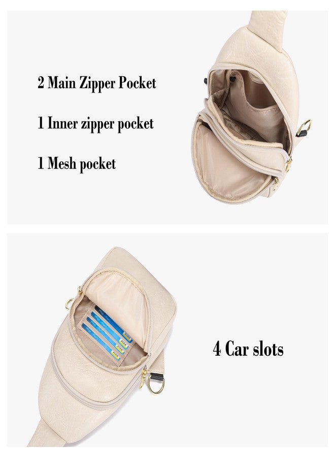 INICAT Crossbody Sling Bags Travel Cross Body Purses Faux Leather Fanny Packs Chest Bag for Women(Apricot Light) - Image 3