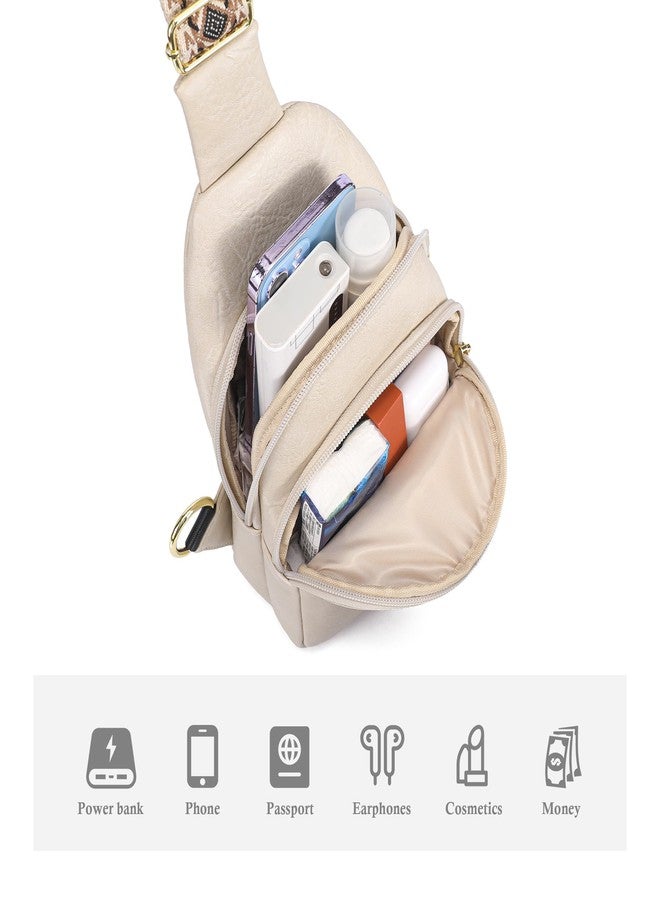 INICAT Crossbody Sling Bags Travel Cross Body Purses Faux Leather Fanny Packs Chest Bag for Women(Apricot Light) - Image 4