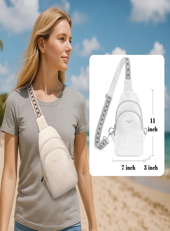 INICAT Crossbody Sling Bags Travel Cross Body Purses Faux Leather Fanny Packs Chest Bag for Women(Apricot Light) - Image 2