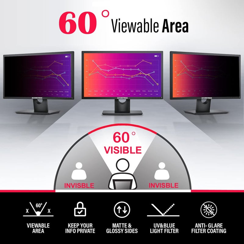 ACONETMAX 34 Inch Privacy Screen Filter for Computer Ultrawide 21:9 Curved Monitor- Privacy Shield and Anti-Glare Blue Light Shield Protector - Image 4