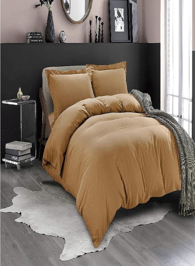 Elegant Comfort Elegant Comfort Luxury 3-Piece Duvet Cover Set - Ultra Soft 1500 Thread Count Egyptian Quality Hotel Collection - Comforter Cover with Button Closure and 2 Pillow Shams, Full/Queen, Light Brown-Bronze - Image 3