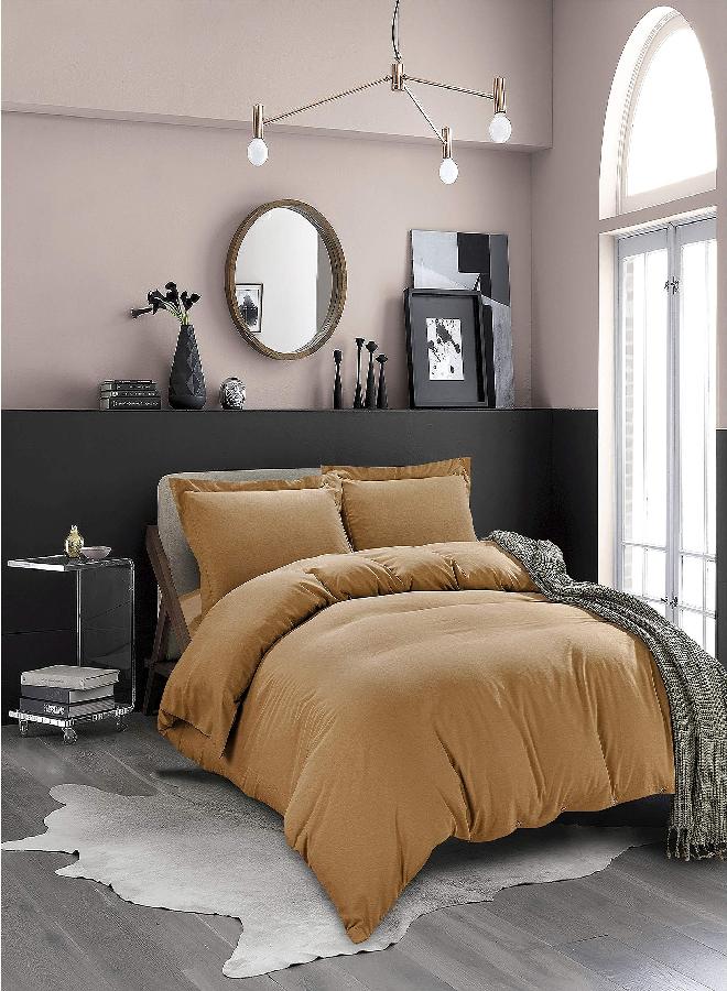 Elegant Comfort Elegant Comfort Luxury 3-Piece Duvet Cover Set - Ultra Soft 1500 Thread Count Egyptian Quality Hotel Collection - Comforter Cover with Button Closure and 2 Pillow Shams, Full/Queen, Light Brown-Bronze - Image 2