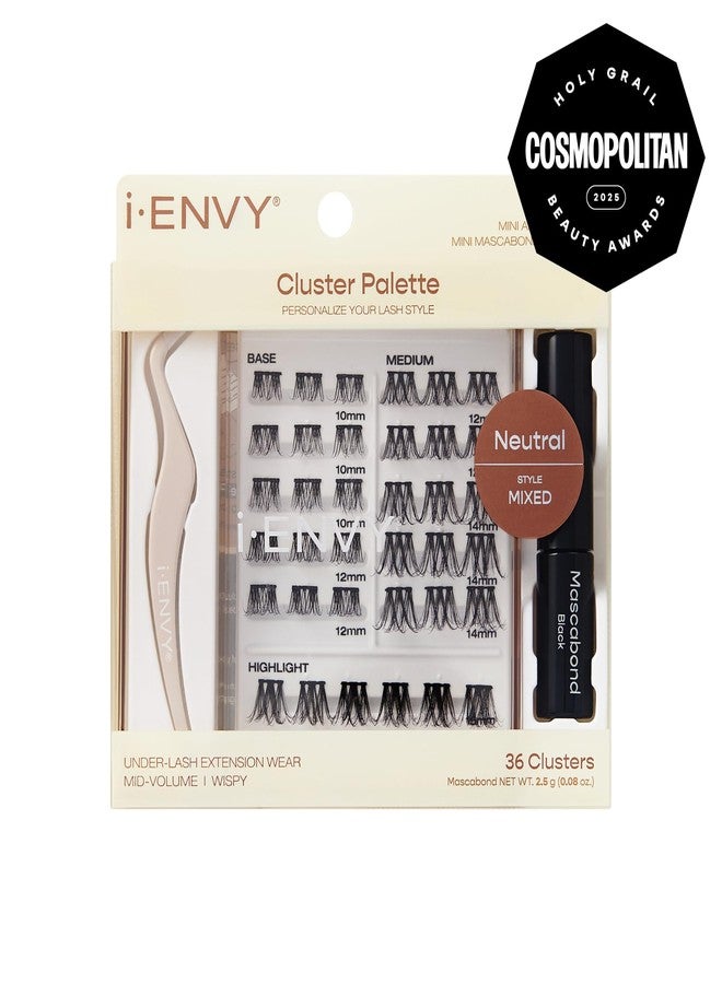 i.Envy i-ENVY Cluster Palette Kit, DIY Lash Makeup, Customizable Under Lash Extension Layering All in One Convenience, Mini Applicator & Mascabond Glue Included (Neutral) - Image 2