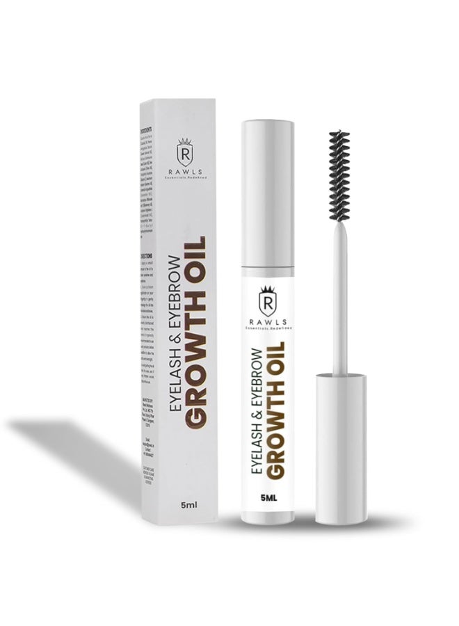 Rawls Eyebrow & Eyelash Growth Serum – Natural & Organic Formula for Longer, Thicker Brows & Lashes – Nourishing with Castor Oil, Almond Oil, Vitamin E & C – 5ml - Image 1