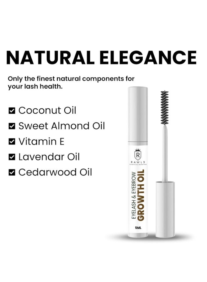 Rawls Eyebrow & Eyelash Growth Serum – Natural & Organic Formula for Longer, Thicker Brows & Lashes – Nourishing with Castor Oil, Almond Oil, Vitamin E & C – 5ml - Image 3