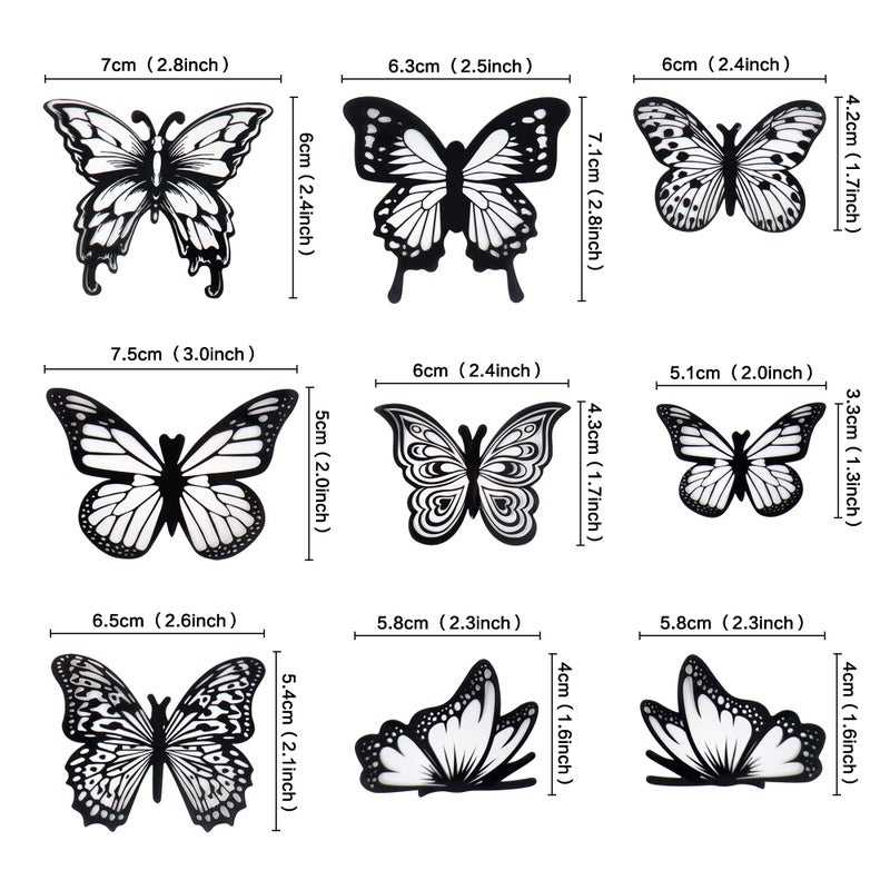 Ercadio 3d 36 Pack Butterfly Cake Toppers Black and White Pvc Butterfly Cake Toppers Mix Style Hollow Arts Butter-fly Cupcake Picks for Baby Shower Birthday Wedding Party Cake Decoration Supplies - Image 2