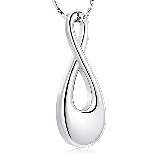 Imrsanl Ashes Jewelry Infinity Urn Pendants Ashes Holder Memorial Keepsake Urn Necklace Cremation Jewelry for Pet/Human (Silver) - Image 1