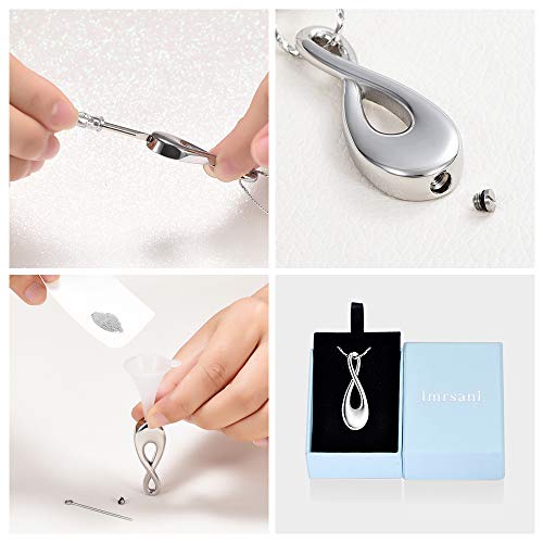 Imrsanl Ashes Jewelry Infinity Urn Pendants Ashes Holder Memorial Keepsake Urn Necklace Cremation Jewelry for Pet/Human (Silver) - Image 4