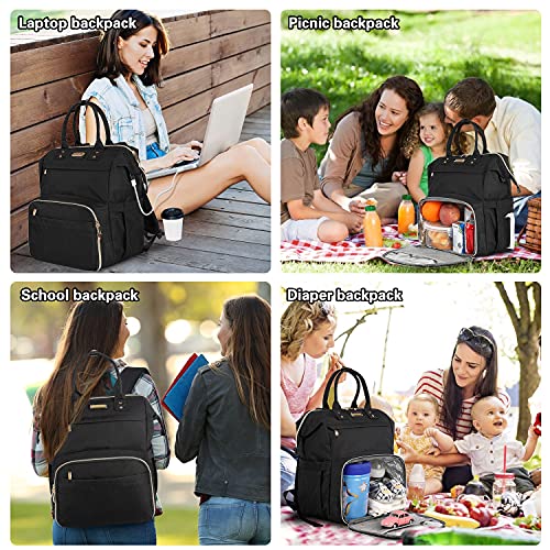 JCDOBEST Lunch Bag Backpack, Insulated Cooler Backpack Lunch Box Laptop Backpack with USB Port for Women Men Fits 15.6 Inch Laptop - Image 3