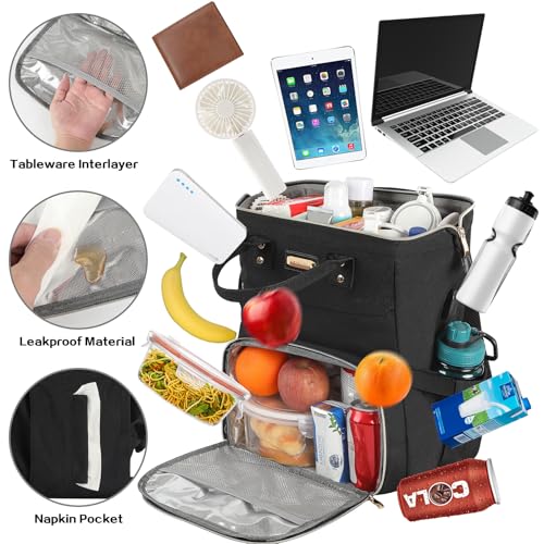 JCDOBEST Lunch Bag Backpack, Insulated Cooler Backpack Lunch Box Laptop Backpack with USB Port for Women Men Fits 15.6 Inch Laptop - Image 2
