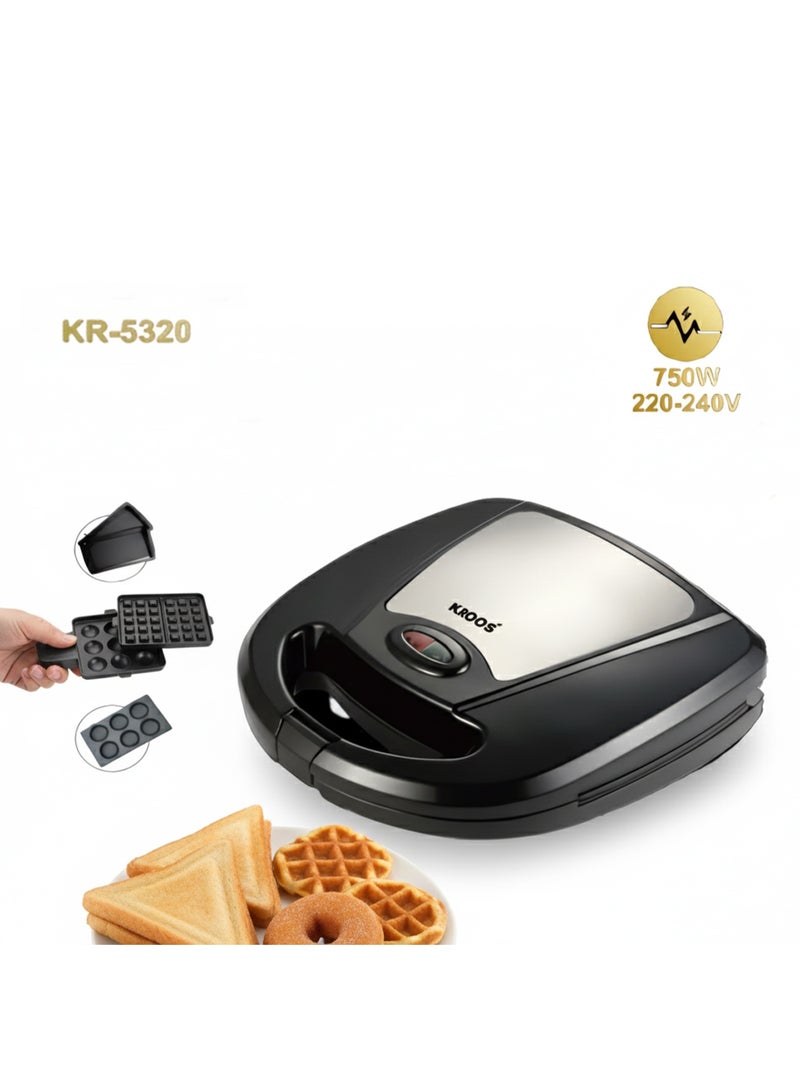 كروس صانعة وجبات خفيفة متعددة الاستخدامات مضادة للالتصاق ألواح قابلة للفصل موديل KR-5320 - Image 1