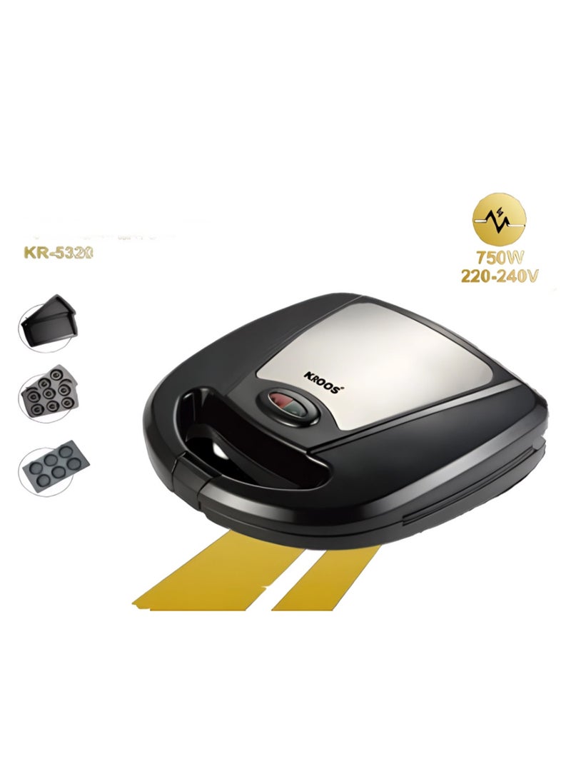 كروس صانعة وجبات خفيفة متعددة الاستخدامات مضادة للالتصاق ألواح قابلة للفصل موديل KR-5320 - Image 3