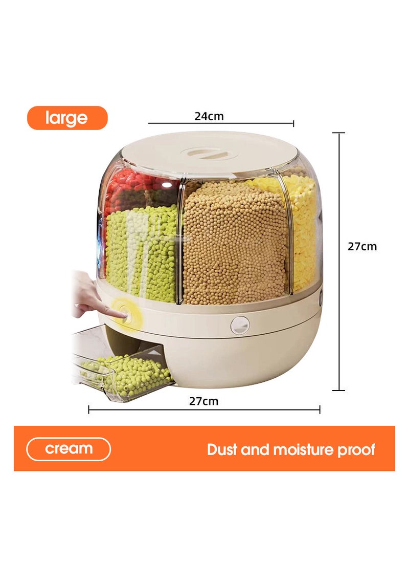 OLUDENIZ - 10KG Automatic Rice & Cereal Dispenser – Multi-Space 6 Grids Food Container, Insect & Moisture-Proof, Large Capacity, 10L - Image 1