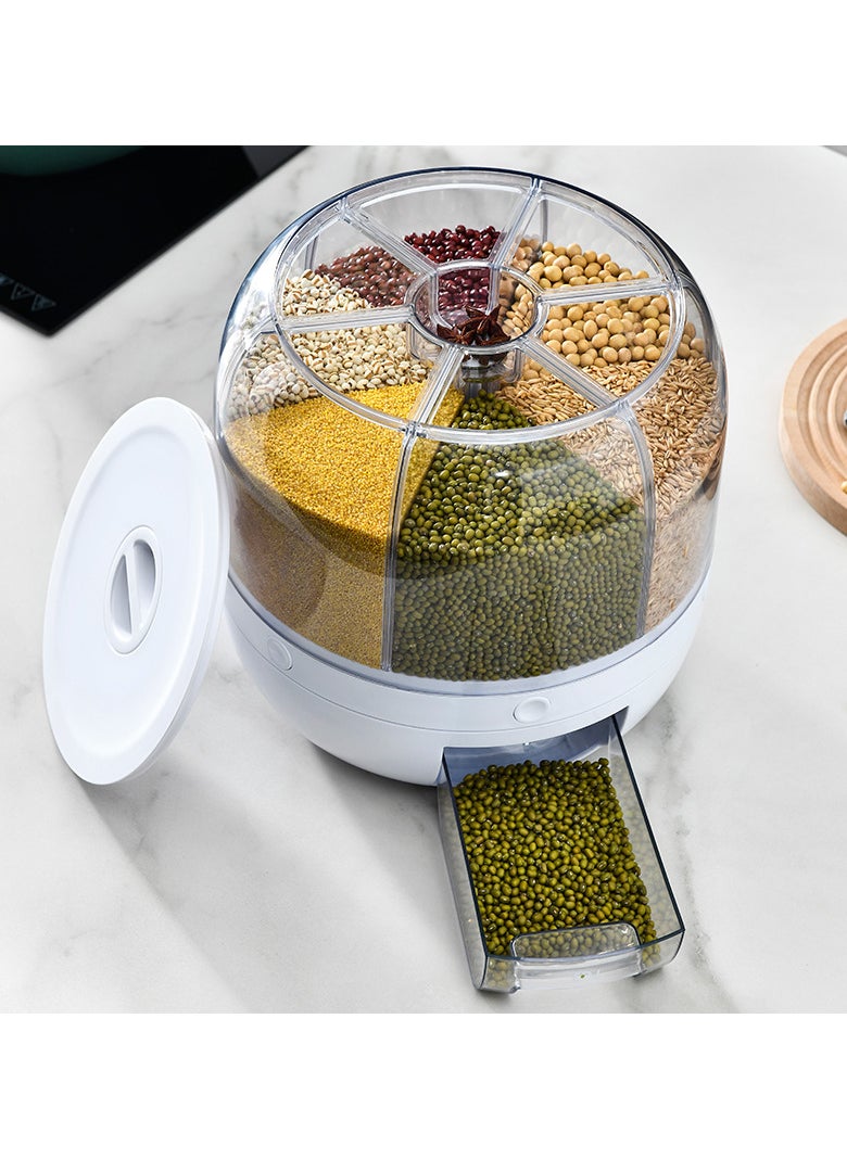 OLUDENIZ - 10KG Automatic Rice & Cereal Dispenser – Multi-Space 6 Grids Food Container, Insect & Moisture-Proof, Large Capacity, 10L - Image 1