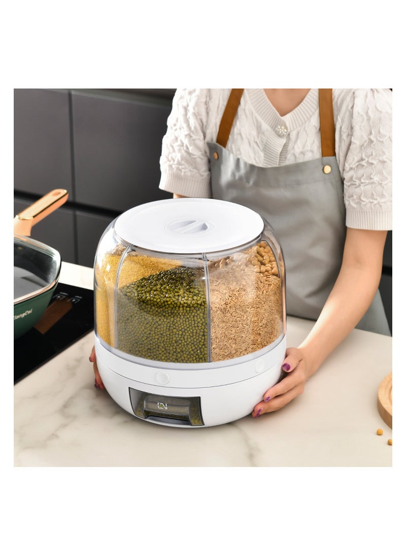 OLUDENIZ - 10KG Automatic Rice & Cereal Dispenser – Multi-Space 6 Grids Food Container, Insect & Moisture-Proof, Large Capacity, 10L - Image 1