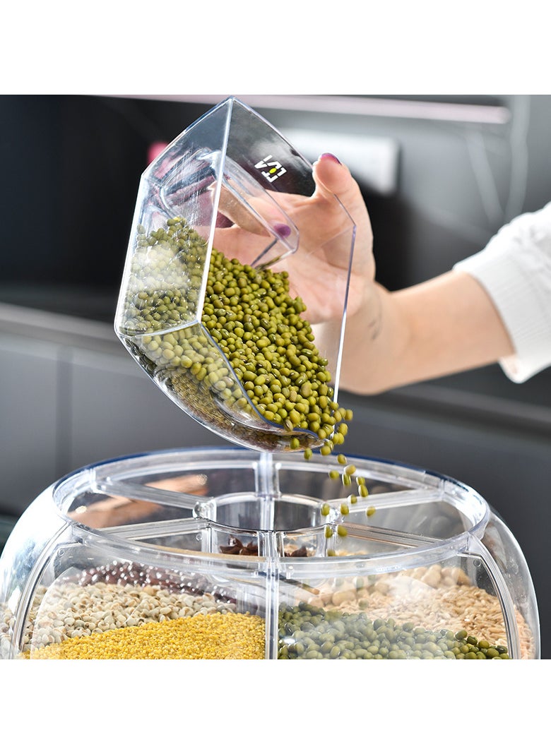 OLUDENIZ - 10KG Automatic Rice & Cereal Dispenser – Multi-Space 6 Grids Food Container, Insect & Moisture-Proof, Large Capacity, 10L - Image 1