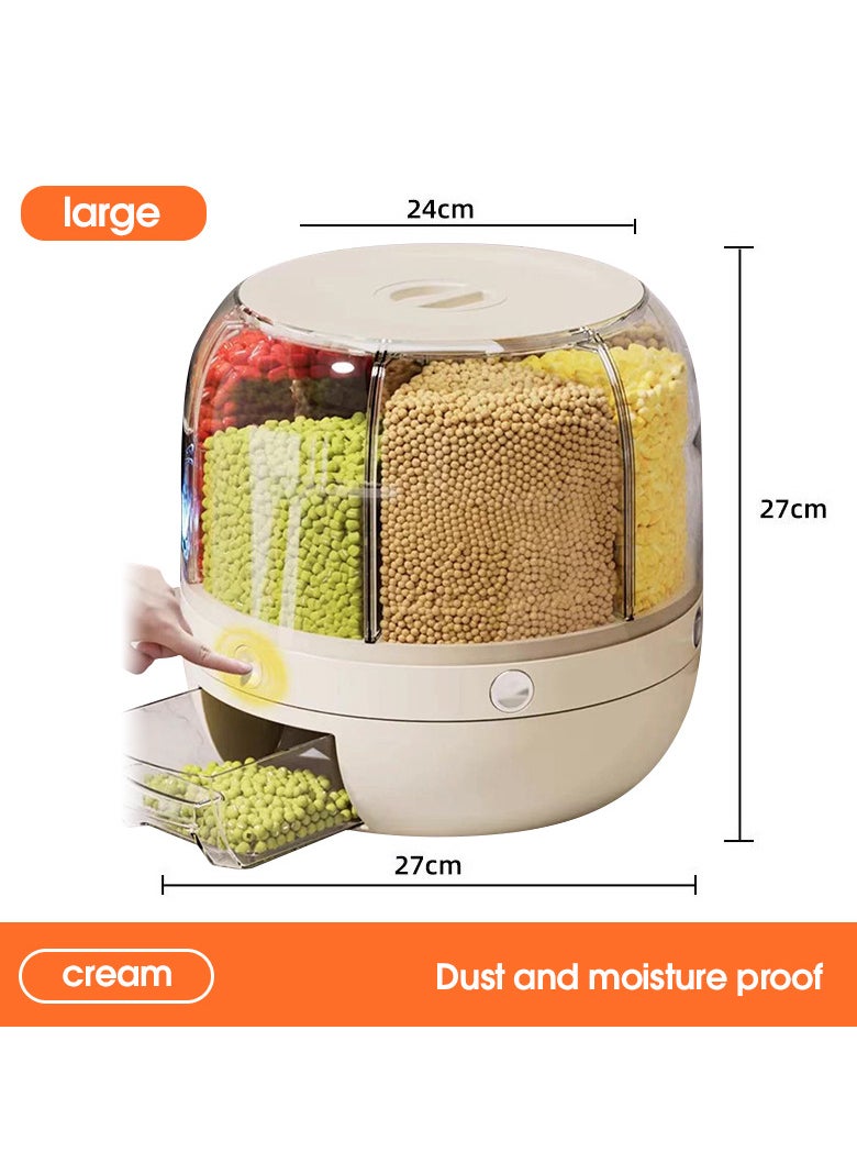OLUDENIZ - 10KG Automatic Rice & Cereal Dispenser – Multi-Space 6 Grids Food Container, Insect & Moisture-Proof, Large Capacity, 10L - Image 1