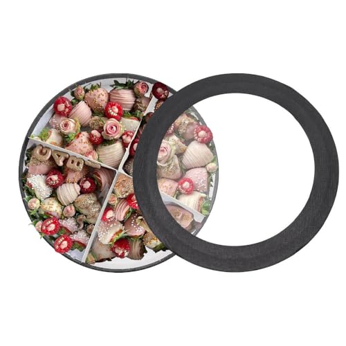 WENPACK 12.5" Cardboard Round Shaped Charcuterie Mache Flowers Packaging Strawberries Sweets Gift Box with Clear Lid (Black, Round) - Image 1