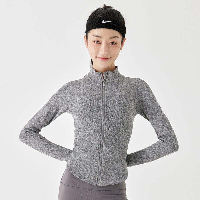 Generic Slim-Fit Breathable Windproof Sports Jacket for Autumn Winter Deep flower Ash 