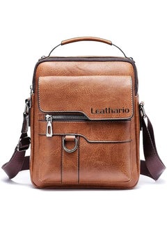Men's Leather Lithario Crossbody Bag, Stylish and Functional Shoulder Bag with Multiple Pockets, Ideal for Everyday Use and Travel, Light Brown