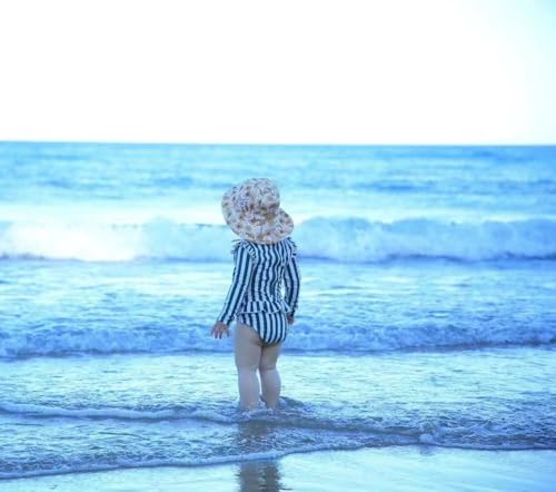 LDIOIF Toddler Girls Long Sleeve Swimsuit One Piece Rash Guard Zipper Bathing Suit Green Striped Swimwear with Ruffles 2-3T - Image 3