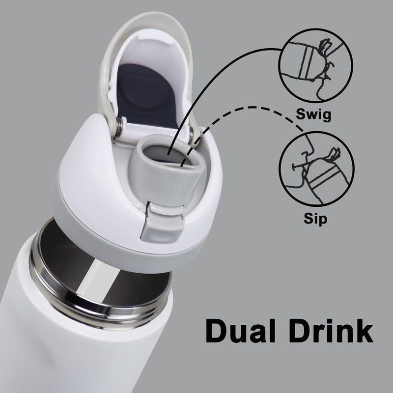 Pepisk 600ml Stainless Steel Vacuum Insulated Bottle with Straw & Lid, Leak-Proof for Hot & Cold Drinks, Easy to Clean, Ideal for Sports, Travel, School & Home Use (Black) - Image 2