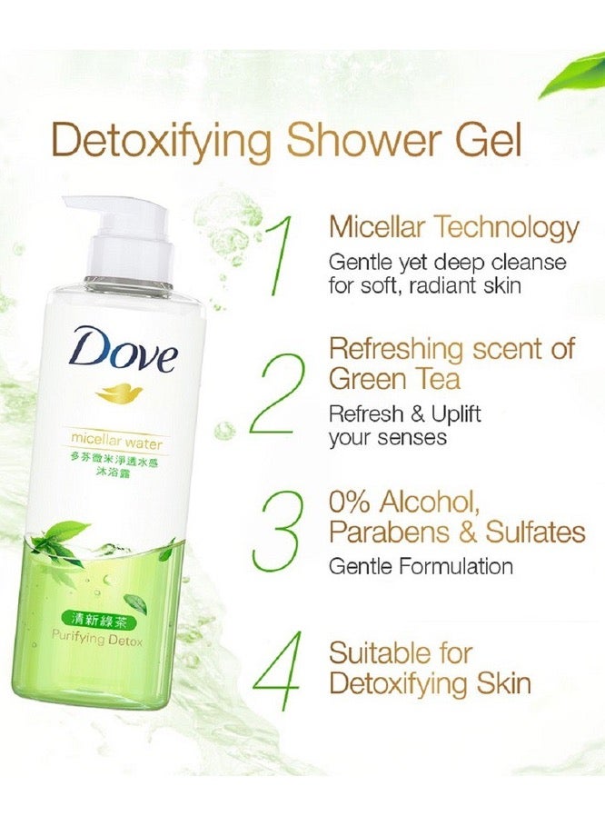 Dove جل الاستحمام المزيل للسموم بماء ميسيلار من دوف 500 جرام - Image 2