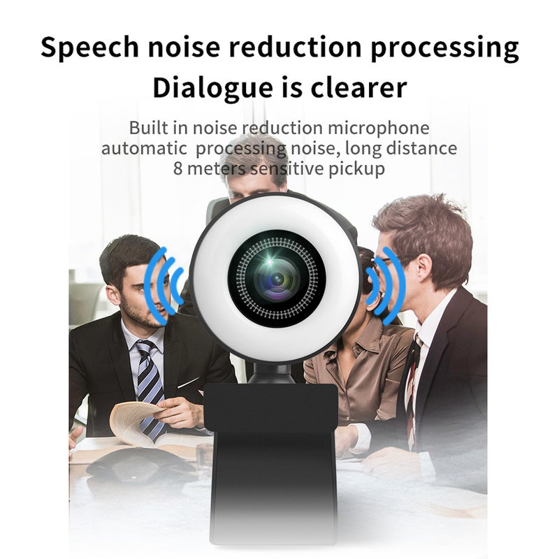 1080P Webcam with Adjustable Light and Noise-reducing Microphones, USB WebCam for Online Learning,Meeting and Video Recording,Suitable for Windows,iOS,Android,etc. - Image 5