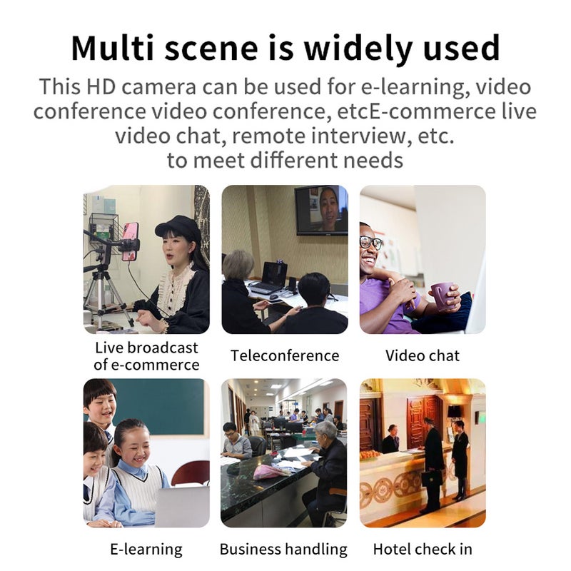 1080P Webcam with Adjustable Light and Noise-reducing Microphones, USB WebCam for Online Learning,Meeting and Video Recording,Suitable for Windows,iOS,Android,etc. - Image 4