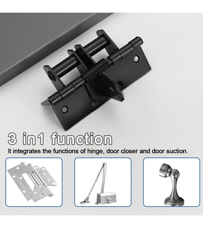 Yellow Heavy Duty Automatic Door Closer 90 Degree Adjustable Soft Close Hinge With Screws For Home Office - Image 3