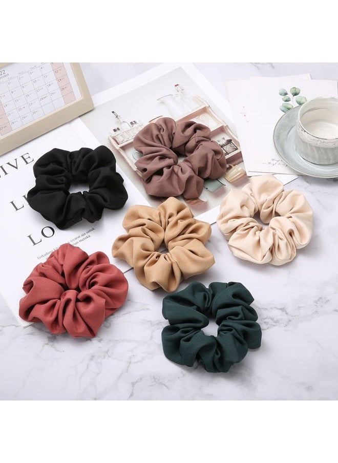 Lolalet - Scrunchies for Women, Satin Hair Softer Than Silk Ties Sleep, Big Scrunchy Ponytail Holder with Elastic Bands Girls Thick Thin Curly -6 Pack, Style E - Image 1