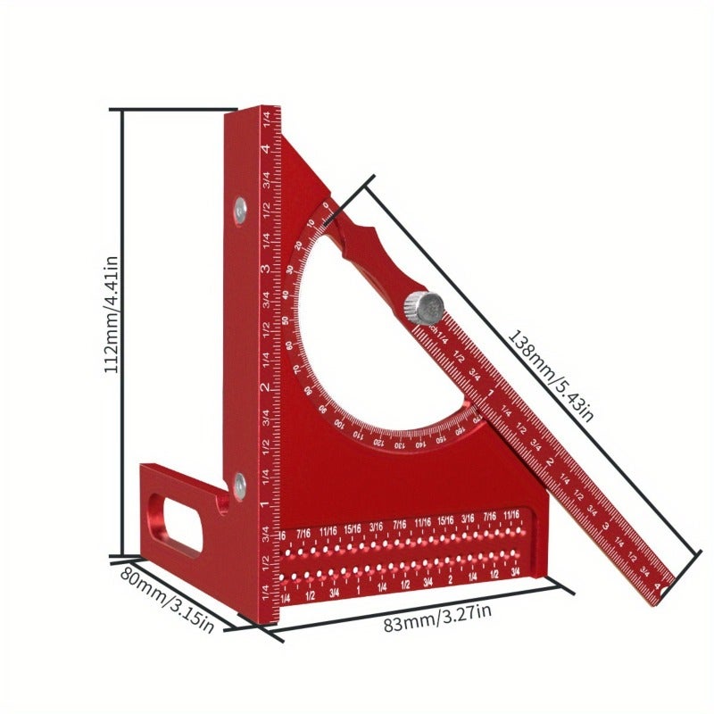 Carpenter Square: Imperial Size, Multi-angle Flexible Measurement, Durable Aluminum Alloy Construction - Quick Angle Adjustment, Marking Ruler for DIY Crafting, Professional Carpentry, On-site Constru - Image 3