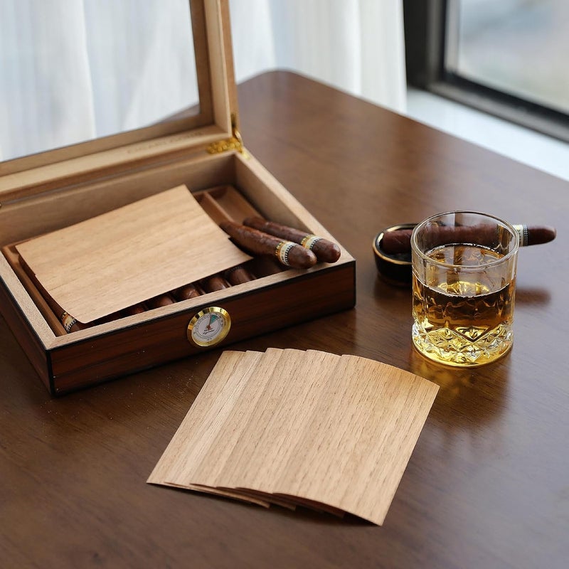 WOHO 36 Count Spanish Cedar Sheets for Travel Humidor/Tupperdor/Cigar Tray/Case, Spanish Cedar Wood Veneer Chips for Cigar Dividing/Lighting, Cigar Accessories for Cigar Aging/Storage/Fresh(Pack of 1) - Image 2