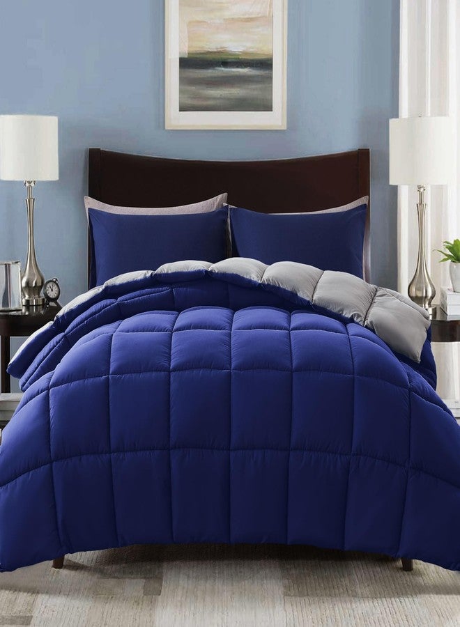 Decroom Lightweight California King Blue/GreyComforter Set with 2 Pillow Sham - 3 Pieces Set - Quilted Down Alternative Comforter/Duvet Insert for All Season - Image 1
