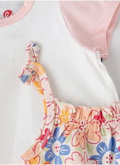 Elegant Kids Sunshine Seeker: Girls' Breezy Tee & Dungaree Set Playful Style & Summer Adventures  - Image 3