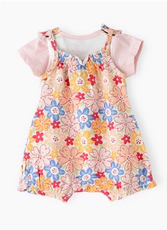 Elegant Kids Sunshine Seeker: Girls' Breezy Tee & Dungaree Set Playful Style & Summer Adventures  - Image 2