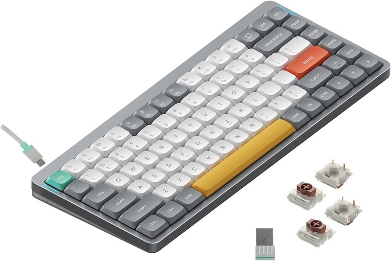 Nuphy Air75 V2 Portable 75% Mechanical Keyboard,Wireless Keyboard,Supports Bluetooth/2.4G/USB-C RGB Bluetooth Keyboards,Compatible with Windows/Mac OS/Linux Systems Gray-Gateron Brown Switch - Image 1