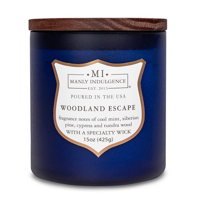 Woodland Escape Scented Candles for Men 15 oz Wooden Wick Fathers Day Candle 60H Burn Candles for Home Scented Made in The USA