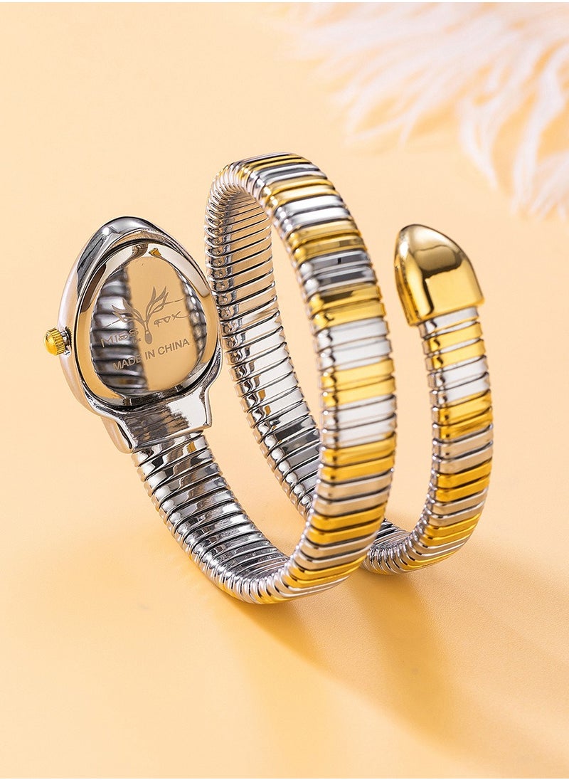 MISS FOX Women's Watch Snake Watch Snake Head Bracelet Stainless Steel with Diamonds Snake Watch  - Image 5