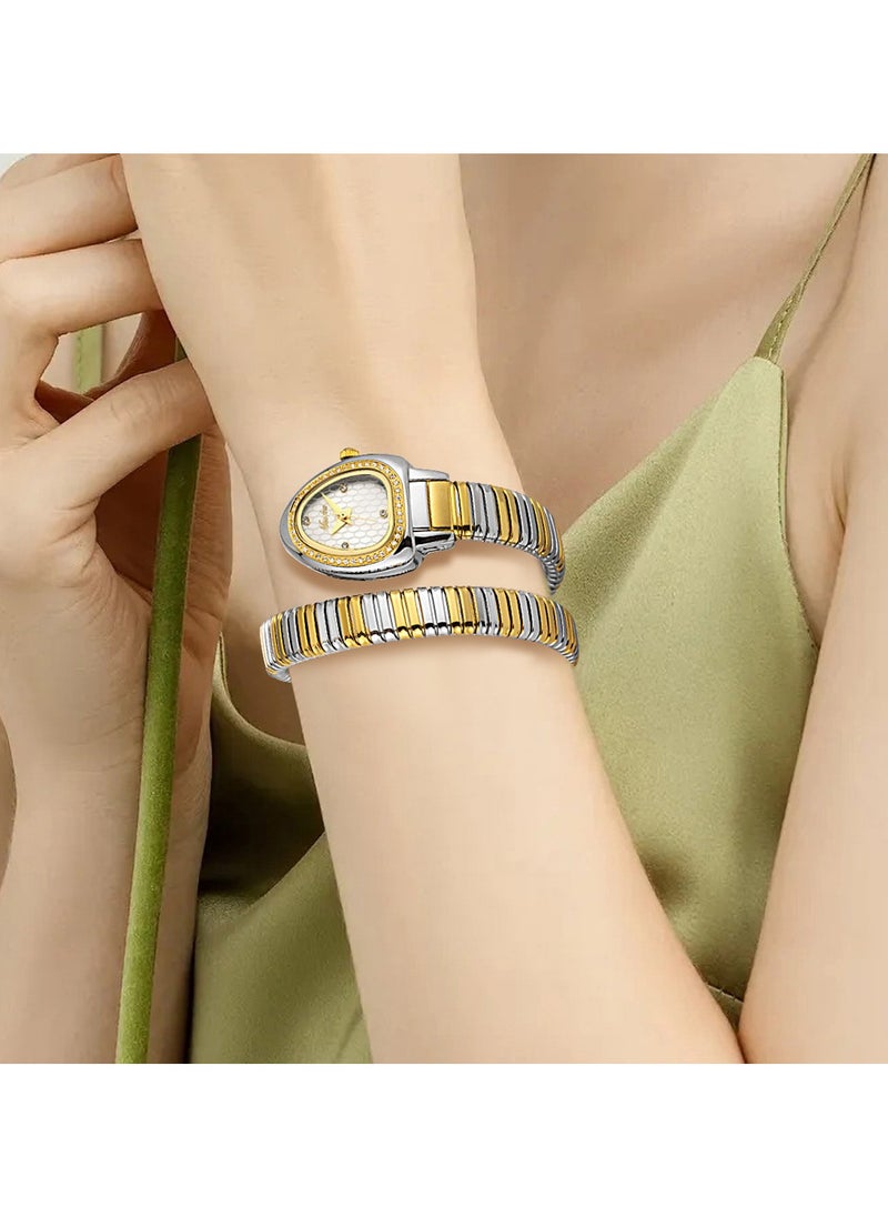 MISS FOX Women's Watch Snake Watch Snake Head Bracelet Stainless Steel with Diamonds Snake Watch  - Image 2