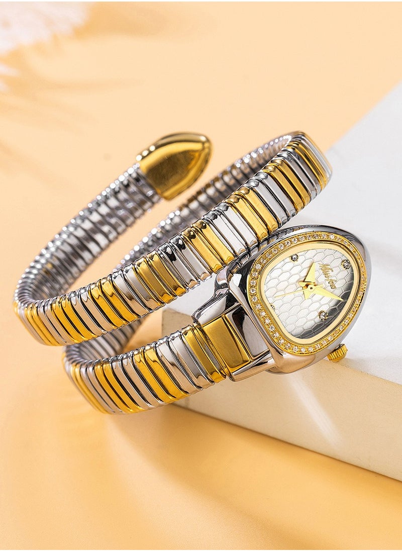 MISS FOX Women's Watch Snake Watch Snake Head Bracelet Stainless Steel with Diamonds Snake Watch  - Image 3