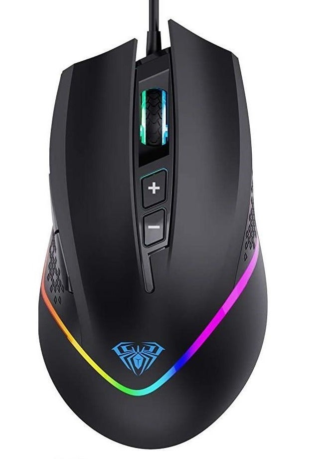 أولا ماوس الألعاب F805 RGB - دقة 6400 نقطة في البوصة - 7 أزرار قابلة للبرمجة (عبر البرنامج) - ماوس مريح | أسود - Image 1