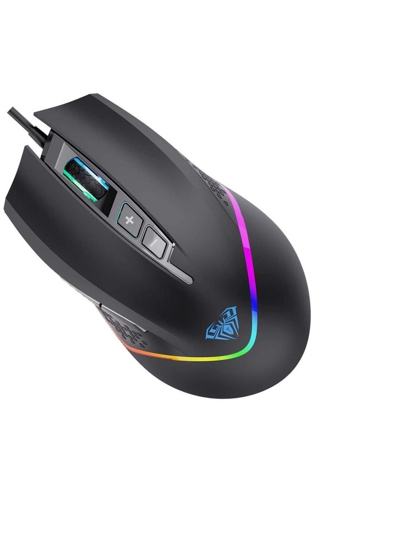 أولا ماوس الألعاب F805 RGB - دقة 6400 نقطة في البوصة - 7 أزرار قابلة للبرمجة (عبر البرنامج) - ماوس مريح | أسود - Image 3