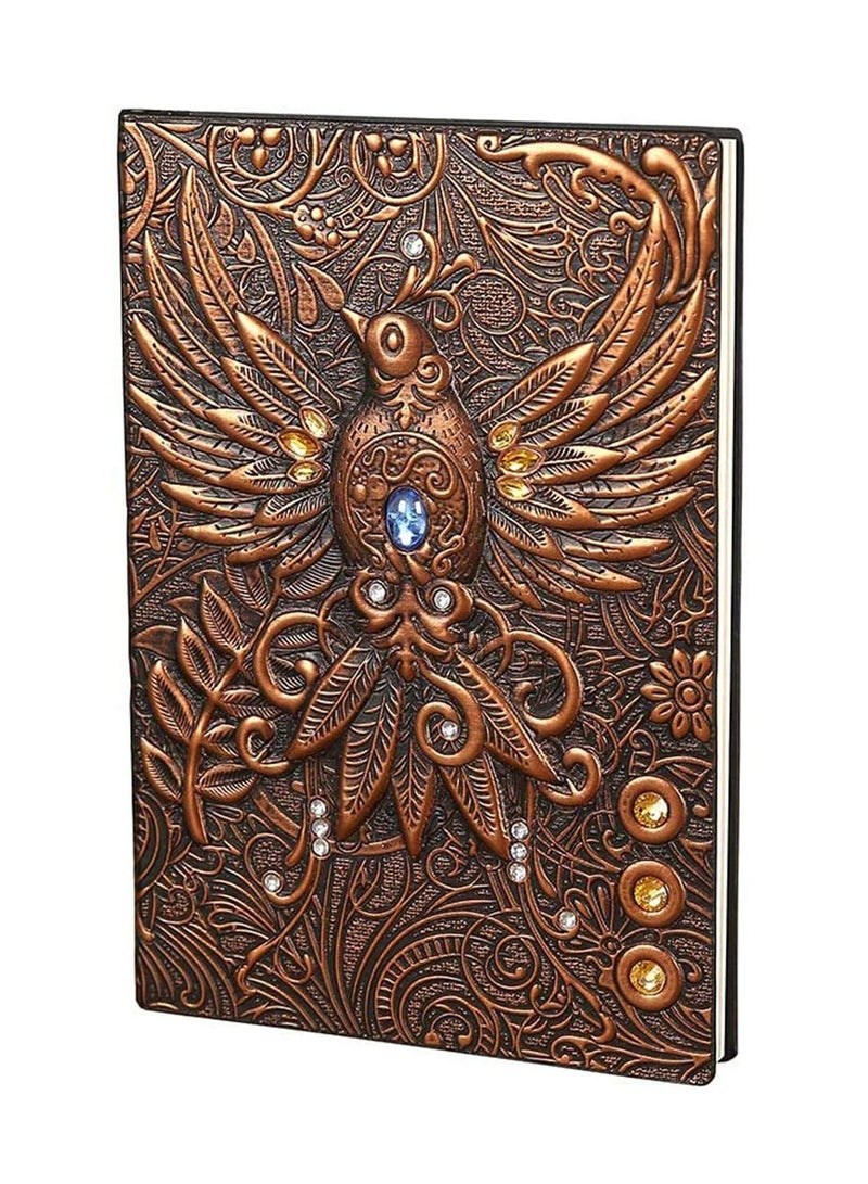 CMGTYYD. دفتر ملاحظات - مفكرة جلدية عتيقة مبطنة للسفر مسطرة مسطرة مسطرة مسطرة جلدية عتيقة مسطرة مسطرة مقيدة مقيدة للرجال والنساء والفتية والفتيان والفتيات - دفتر ملاحظات A5 منقوش - 200 صفحة، هدية فريدة من نوعها لعيد الحب والذكرى السنوية للرجال والنساء والفتية والفتيات - 3D فينيكس النحاس - Image 1