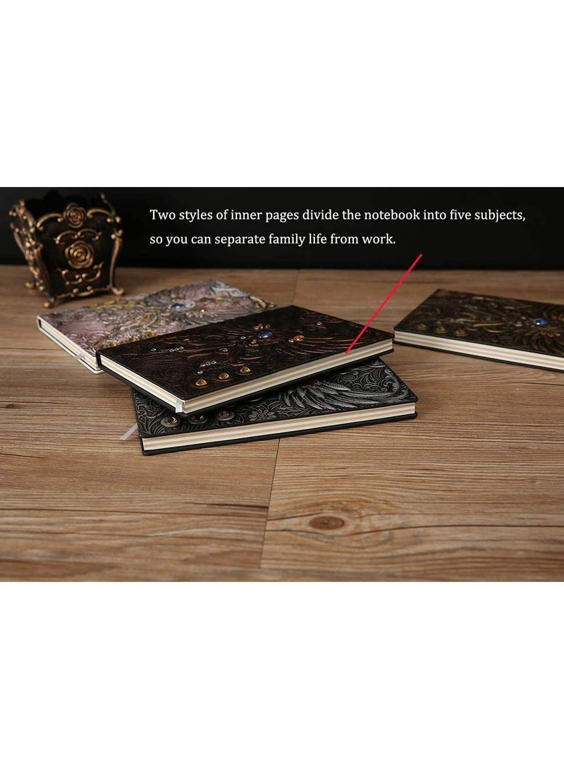CMGTYYD. دفتر ملاحظات - مفكرة جلدية عتيقة مبطنة للسفر مسطرة مسطرة مسطرة مسطرة جلدية عتيقة مسطرة مسطرة مقيدة مقيدة للرجال والنساء والفتية والفتيان والفتيات - دفتر ملاحظات A5 منقوش - 200 صفحة، هدية فريدة من نوعها لعيد الحب والذكرى السنوية للرجال والنساء والفتية والفتيات - 3D فينيكس النحاس - Image 4